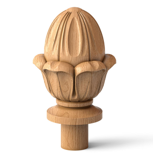 Solid wood flower Bud finial for interior decorating