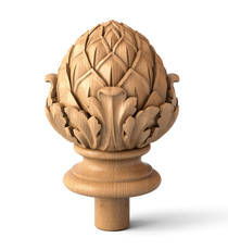 Empire style Flame finial from solid wood