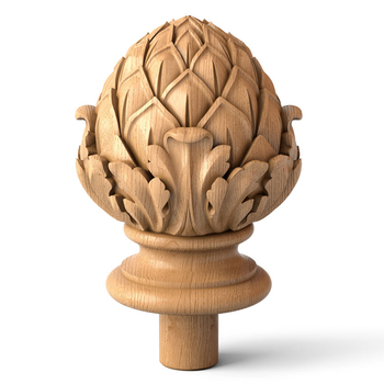 Artichoke wooden finial, Vintage stair post cap