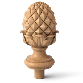 Carved wooden Nut finial, Relief staircase finial