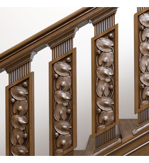 Flat wooden staircase baluster with flutes