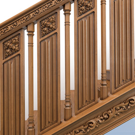Gothic railing spindle, Narrow wood staircase spindle