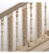 Square fluted wood baluster for srairs railing
