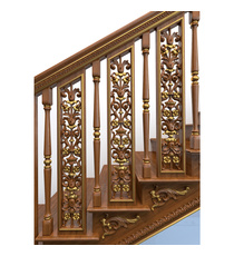 Square oak stairs baluster with horizontal flutes