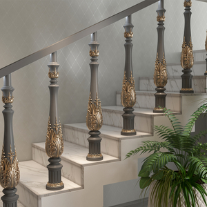 Round acanthus porch baluster from solid wood