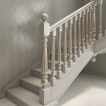 Round Classic style oak fluted staircase baluster#additional-separator##additional-separator#This wo..