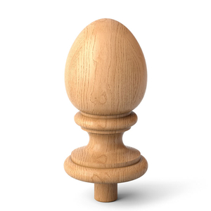 Round newel post cap with acanthus leaves from solid wood