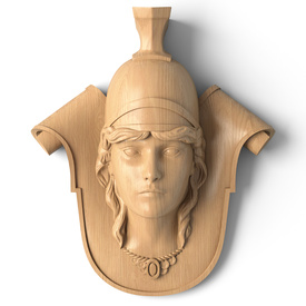 Antique woman mascaron, Decorative wooden applique