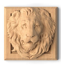 Carved Lion Head round medallion for interior from oak