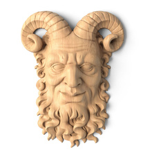 Lion square decorative mascaron from solid wood