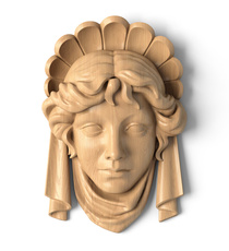 Wooden winged Angel carved Baroque style mascaron