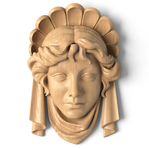 Greek Goddess Hand-Carved Wood Mask