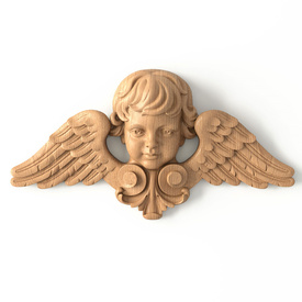 Carved Winged Cherub Wall Decor Made Oak at Carved-Decor.com