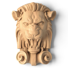 Carved Lion Head - Wall Decor at Carved at at Carved-Decor.com