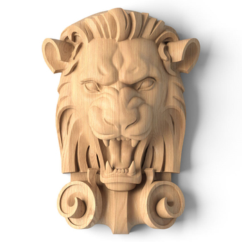 Carved lion head wall decor