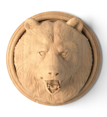 Unfinished wooden Lion head wall sculpture 