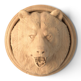 Carved bear Head Wood Trim from Oak at Carved-Decor.com