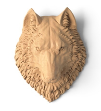 Lion square decorative mascaron from solid wood