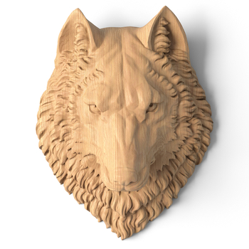 Wooden carved wolf head - wall decor for your home