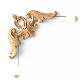 Classical wood decorative corner, Acanthus applique for doors
