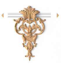 Artistic wall appliques for kitchen cabinets from solid wood