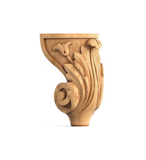Carved oak architectural round legs for furniture (1 pc.)
