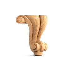 Carved oak architectural round legs for furniture (1 pc.)