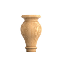 Unpainted rounded furniture leg from solid wood (1 pc.)