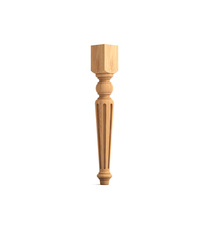 Unpainted solid wood table leg with flutes
