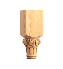 Square wooden furniture leg with carved flutes