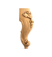 Square wooden furniture leg with carved flutes (1 pc.)
