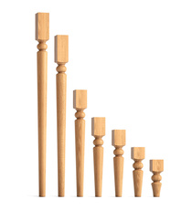 Round tapered wood legs for furniture in the form of a vase (1 pc.)