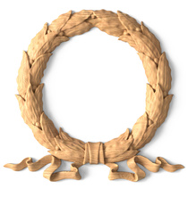 medium round ornamental wreath wood carving applique classical style