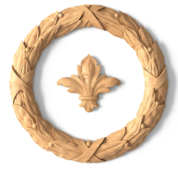 Laurel wreath applique, Fleur-de-lis onlay