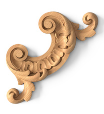 large horizontal decorative floral acanthus scrolls wood onlay applique classical style