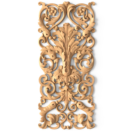 extra large vertical architectural floral acanthus scrolls wood onlay applique baroque style