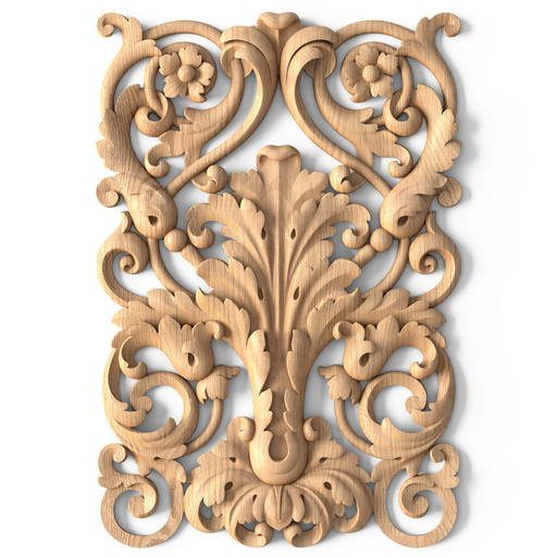 large vertical carved flower wood carving applique victorian style