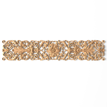 Rectangular wooden floral applique, Baroque wall applique