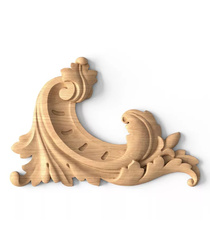 Onlay applique corner acanthus leaves baroque style, right
