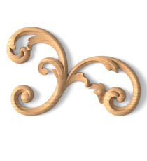 Decorative scroll furniture applique with acanthus leaves, Left