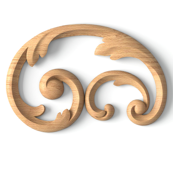 Oak decorative appliques with scrolled design, Left