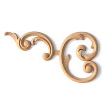Large Baroque-style solid wood scroll applique, Right