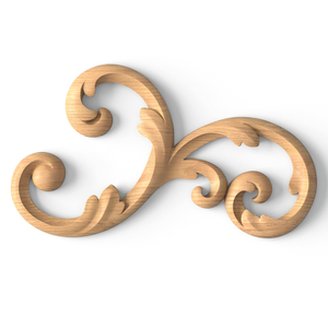 Large Baroque-style solid wood scroll applique, Right