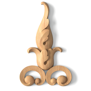 Carved flower bud onlay, Small furniture onlay