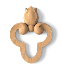 Carved heart-shaped applique with a flower from beech