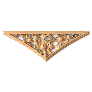 Triangular wood carved applique floral elements, Left