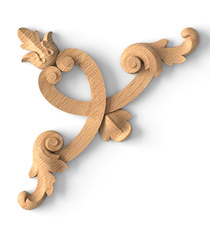 Baroque solid wood ornamnetal corner onlay