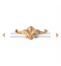Architectural solid wood acanthus onlay for molding, Left