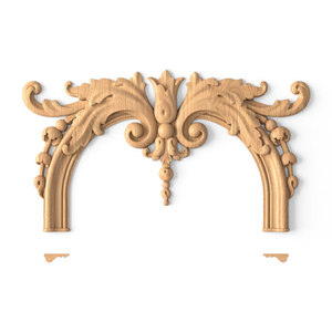 Wall panel moulding carved arched floral applique