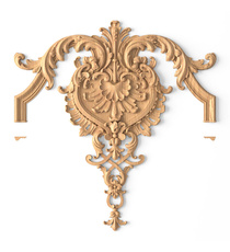 Architectural solid wood acanthus onlay for molding, Right